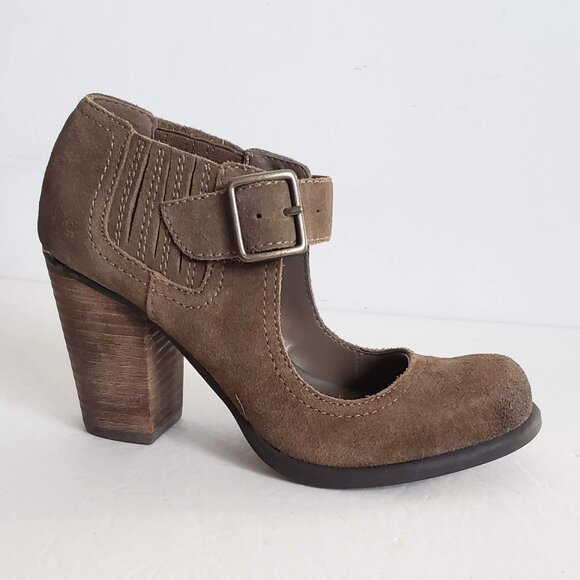 New 5.5 MIA Coyote Shoes heel Ankle Strap Booties Cowgirl Suede Taupe - Picture 8 of 10